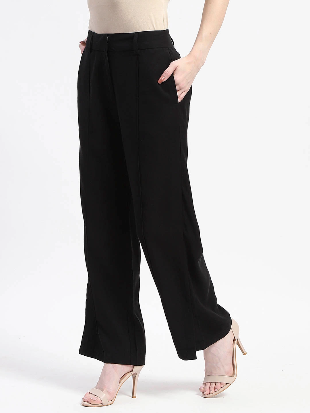 Madame Black Wide-Leg Trousers Packable Fit Feminine Fit