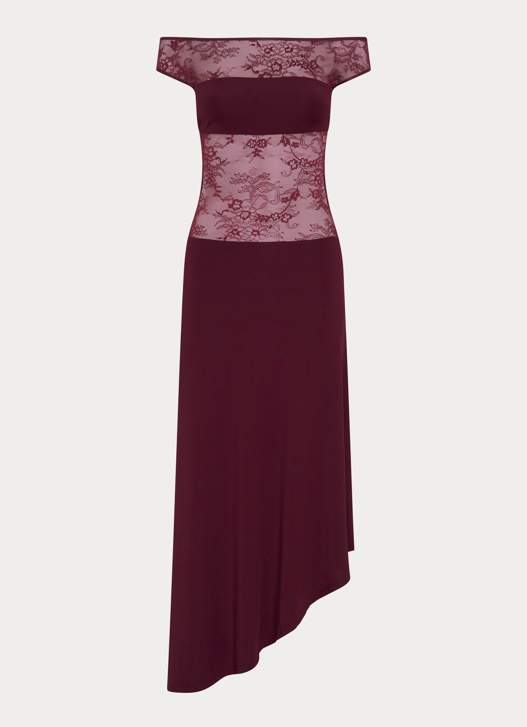 Warm Pink Francoise Lace Midi Dress - Burgundy