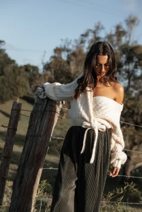 Office Casual Look Etta Ballet Wrap Knit Sweater - Cream