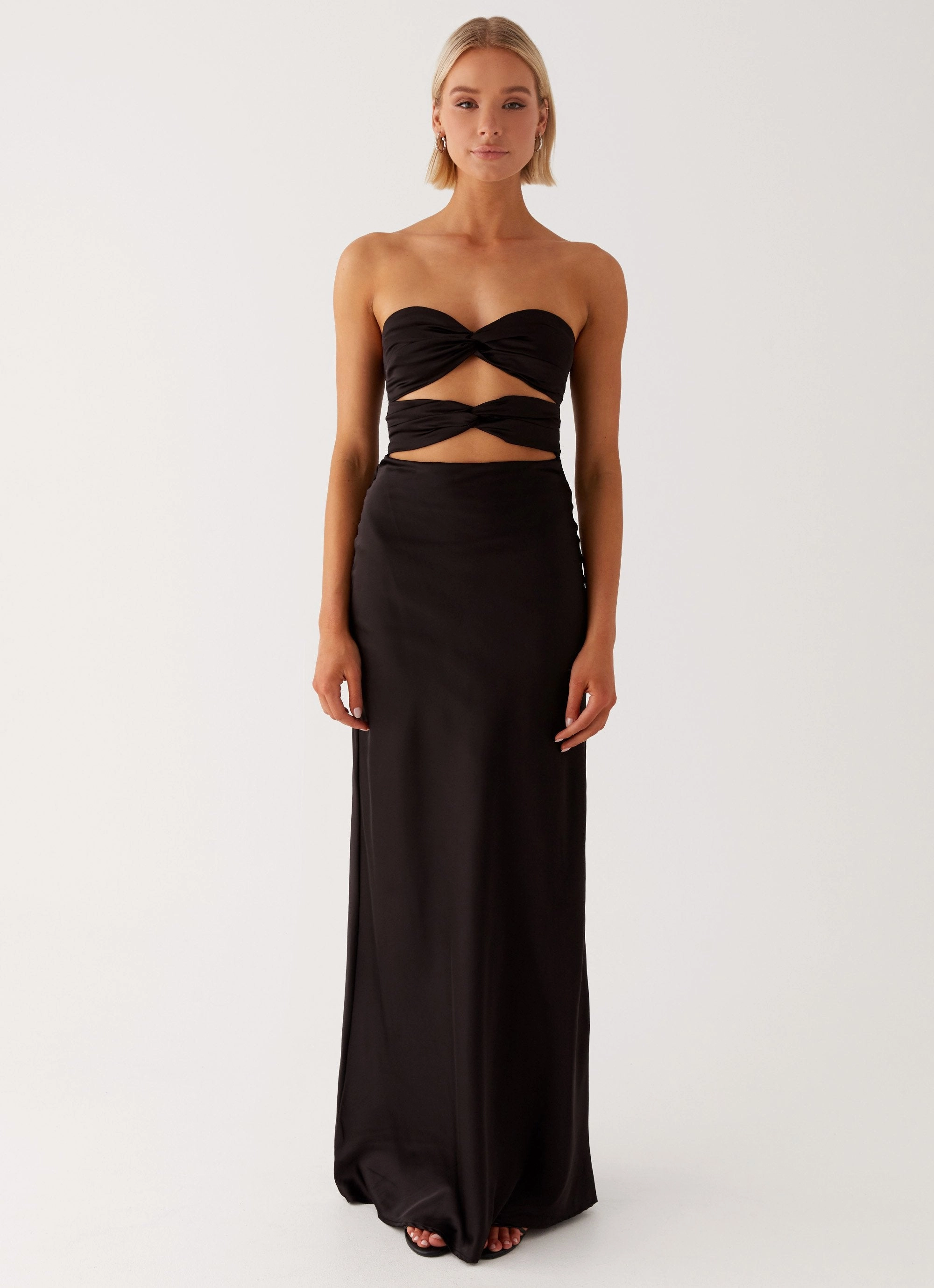 Tianna Strapless Maxi Dress - Black Lower Hem