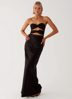 Office Cool Refined Mood Tianna Strapless Maxi Dress - Black