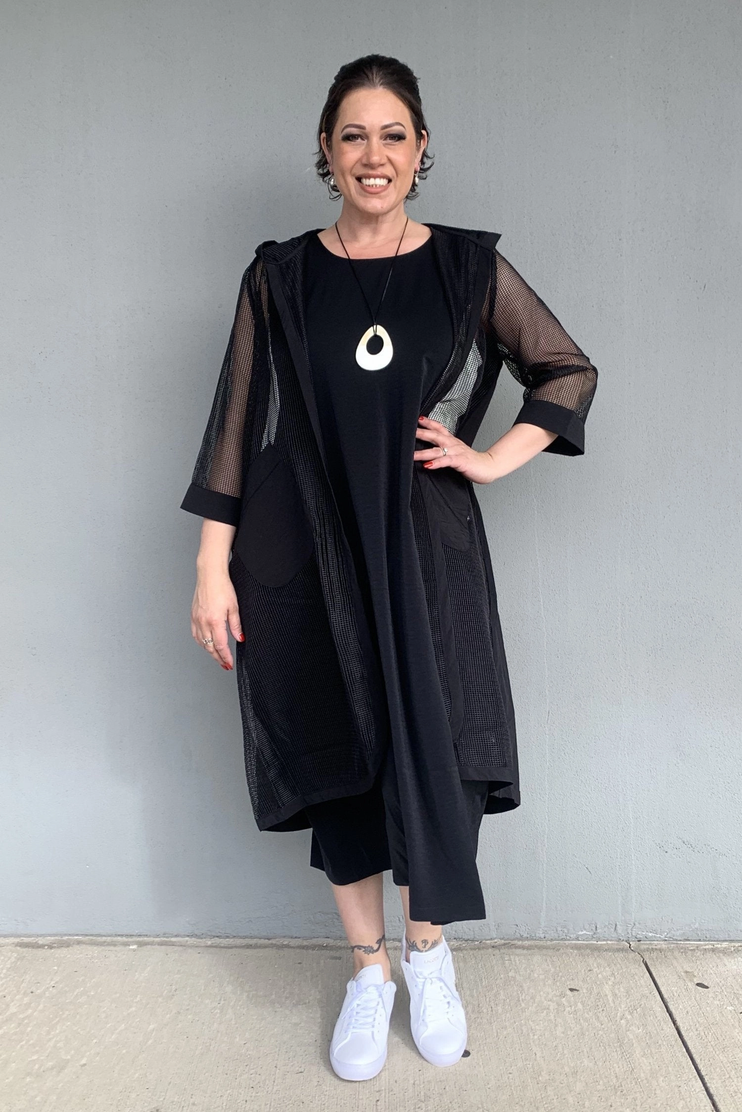 Full Length Zipper Ever Sassy - 64859 Mesh Longline Hoodie