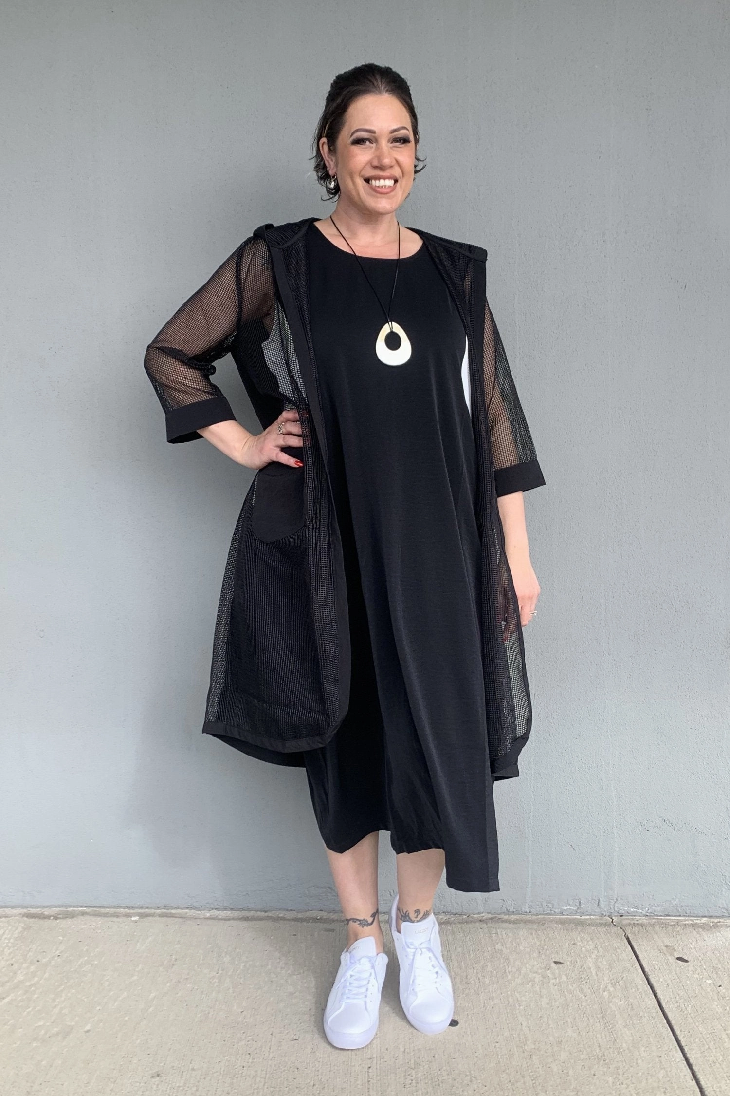 Hypoallergenic Fabric Blend Ever Sassy - 64859 Mesh Longline Hoodie