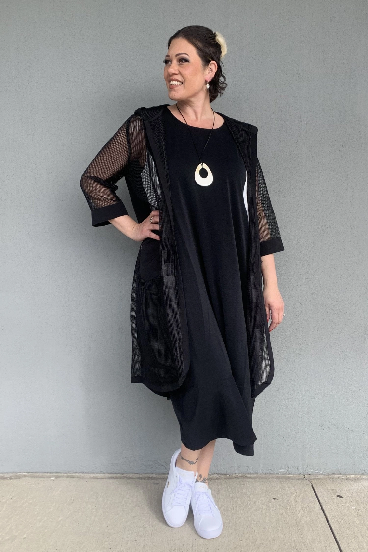 Ever Sassy - 64859 Mesh Longline Hoodie Regular Fit Cut Comfort Focused Design