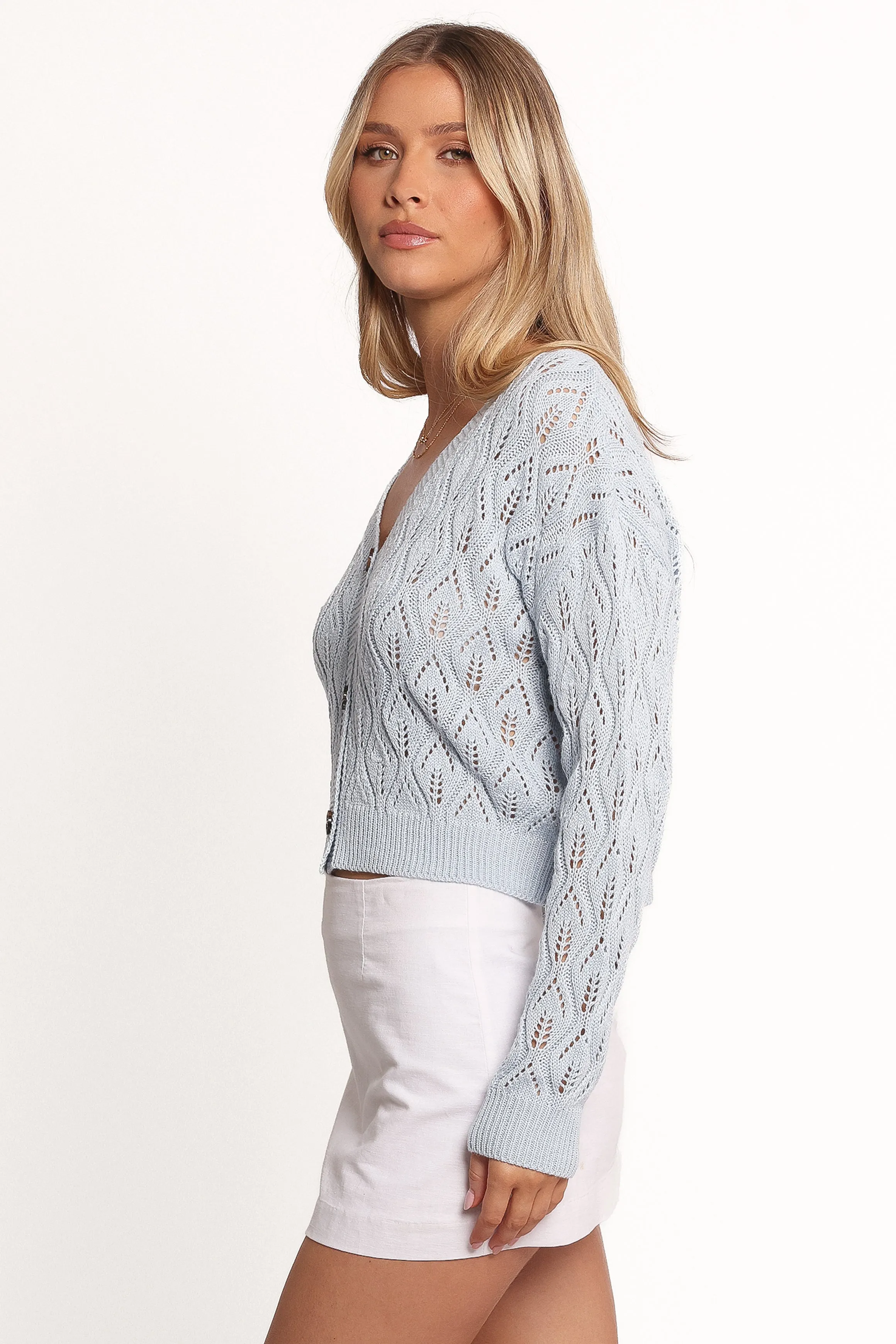 LowProfile Stitching Ellen Cardigan - Pale Blue