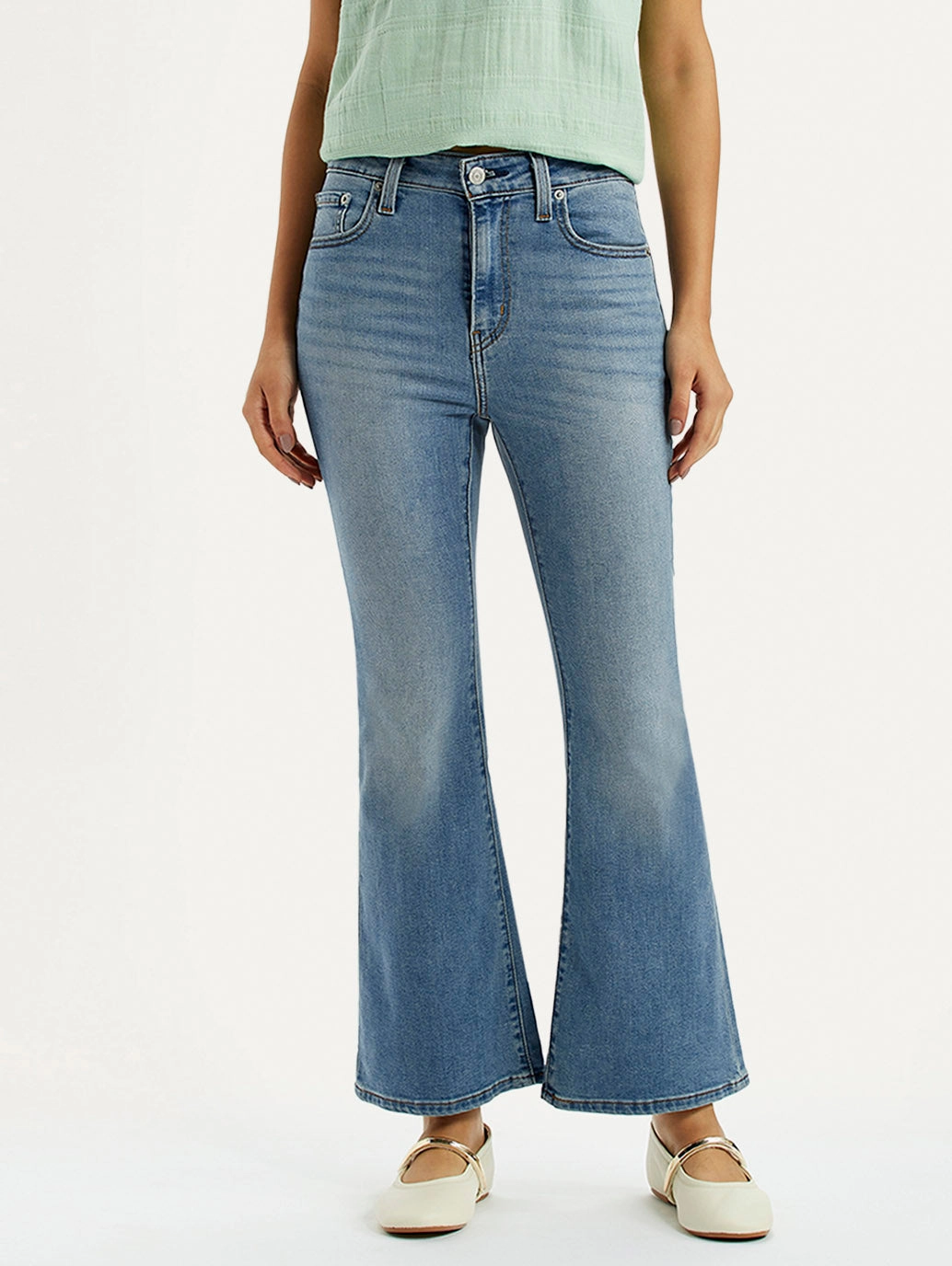 Women's 726 Blue Slim Flare Fit High Rise Jeans Utility Fit