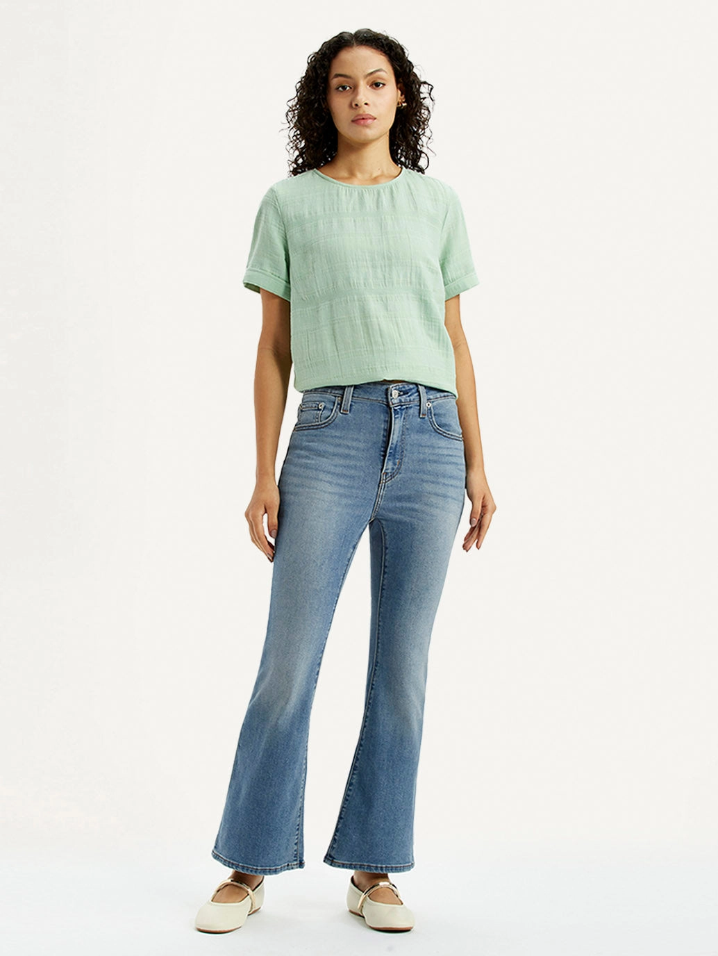 Women's 726 Blue Slim Flare Fit High Rise Jeans Affordable Fashion Lover