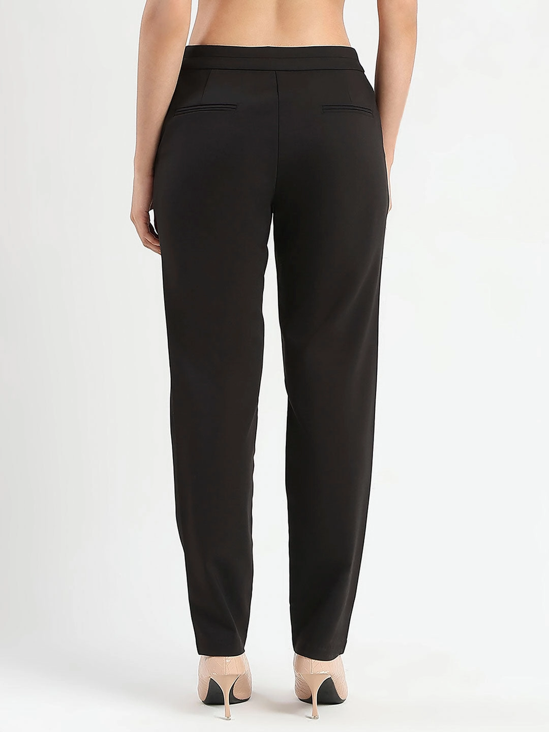 Madame High-Waist Cotton Blend Black Trousers Seasonal Basic