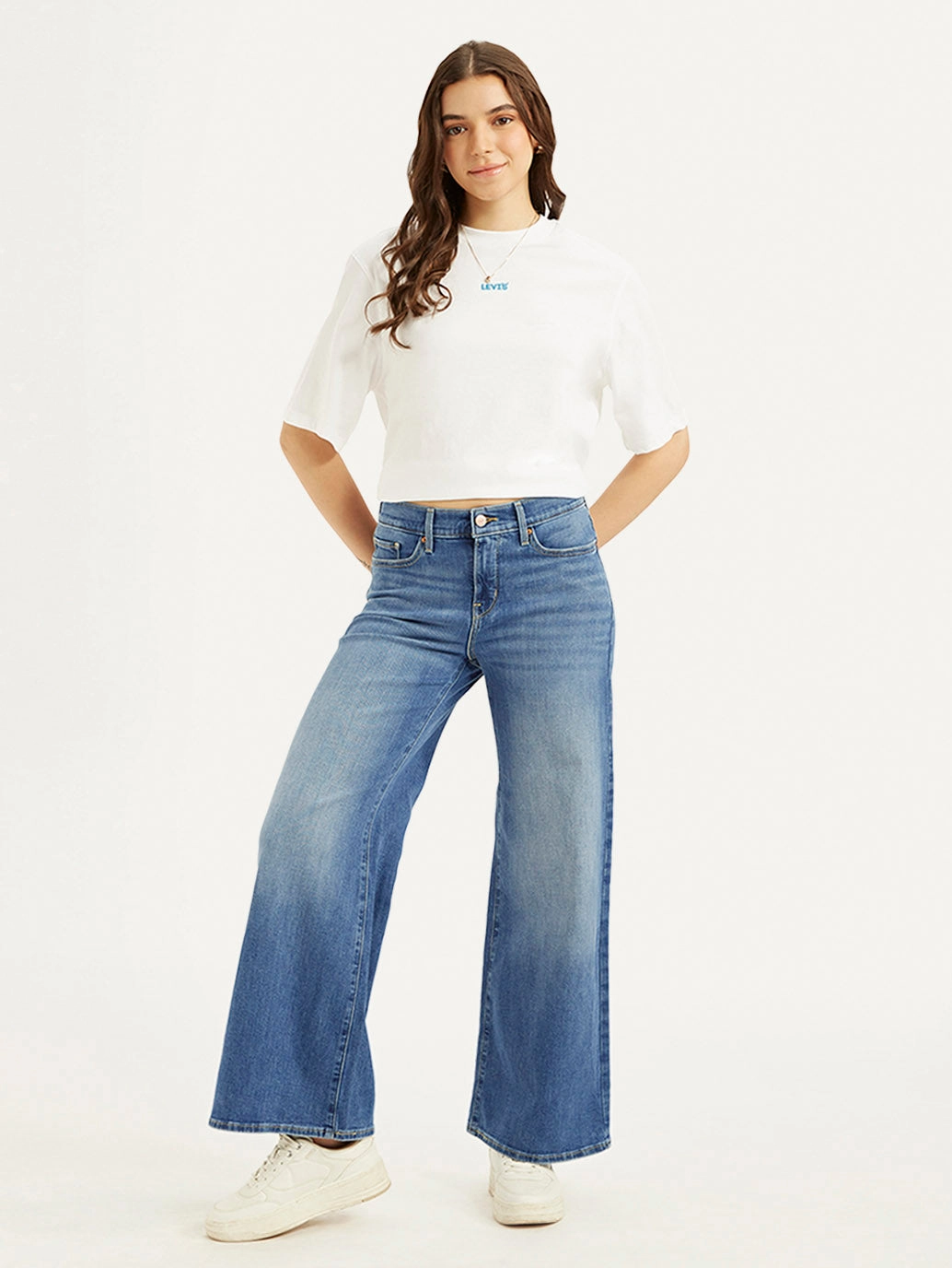 Women's 318 Blue Flared Fit High Rise Jeans Utility Basic Circular Knit Construction