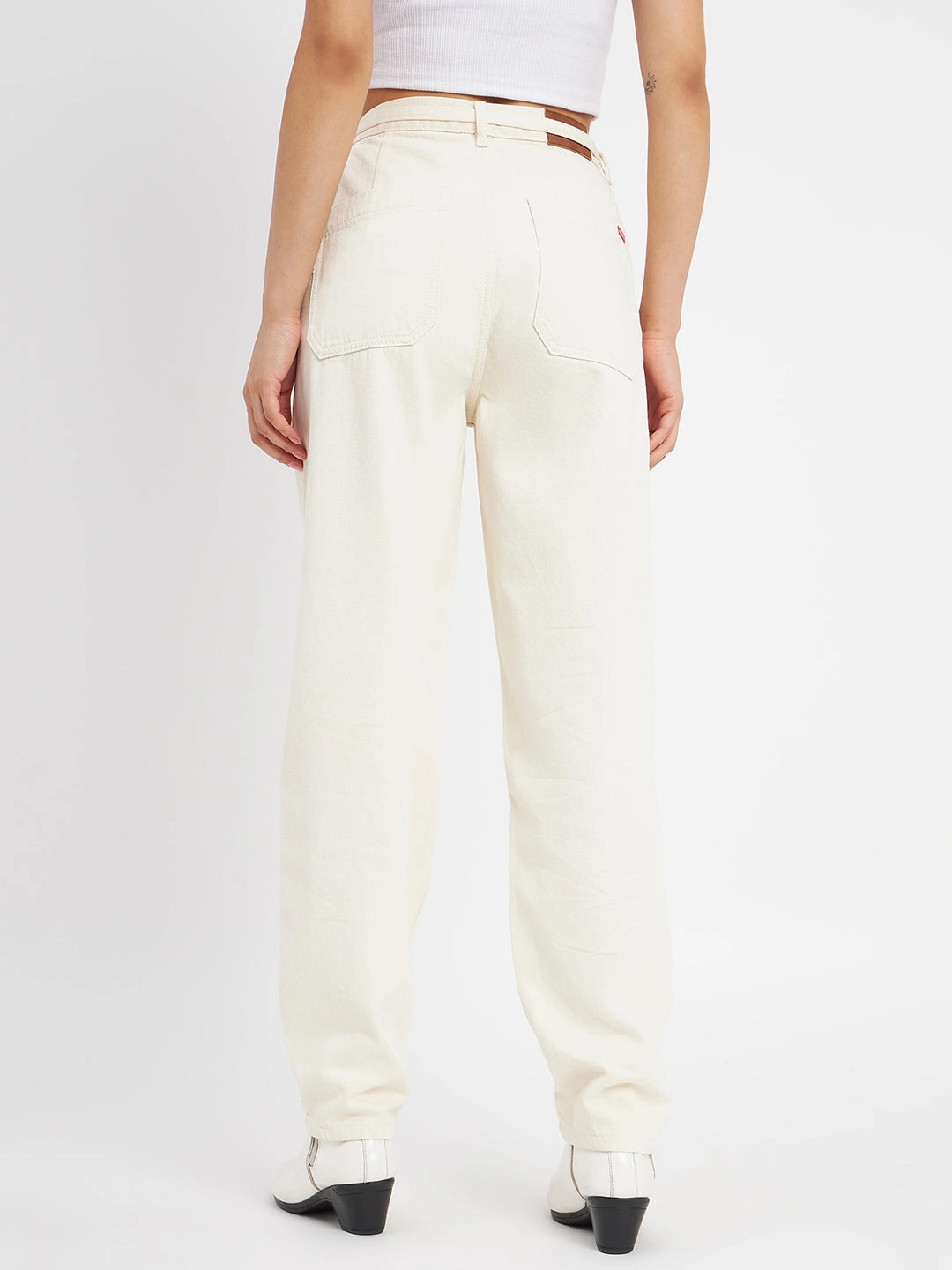 Flexible Waistband Construction Minimalist Style Chill Outfit Madame Offwhite Denim