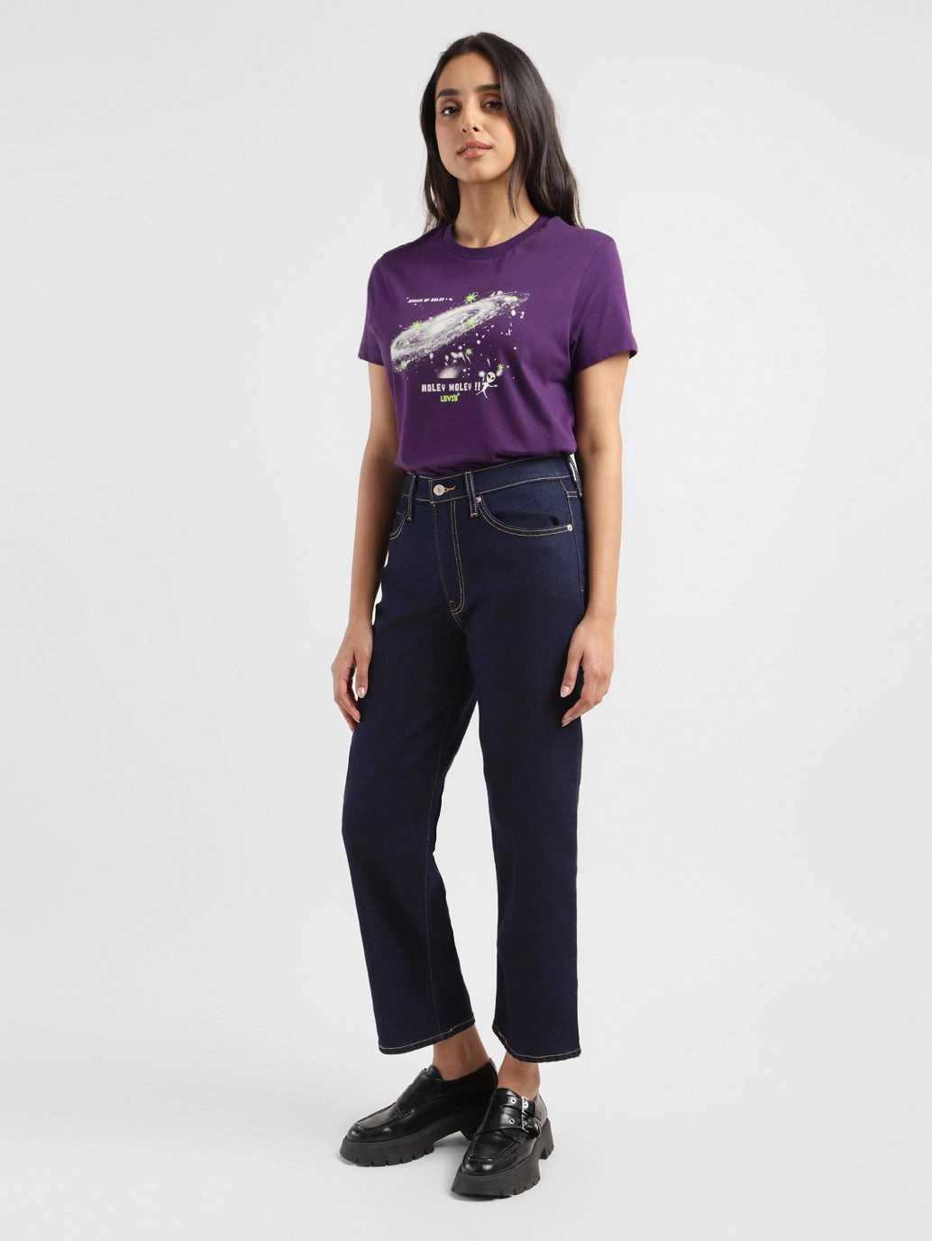 Neutral Autumn Days Women's 94 Navy Blue Baggy Fit Mid Rise Jeans