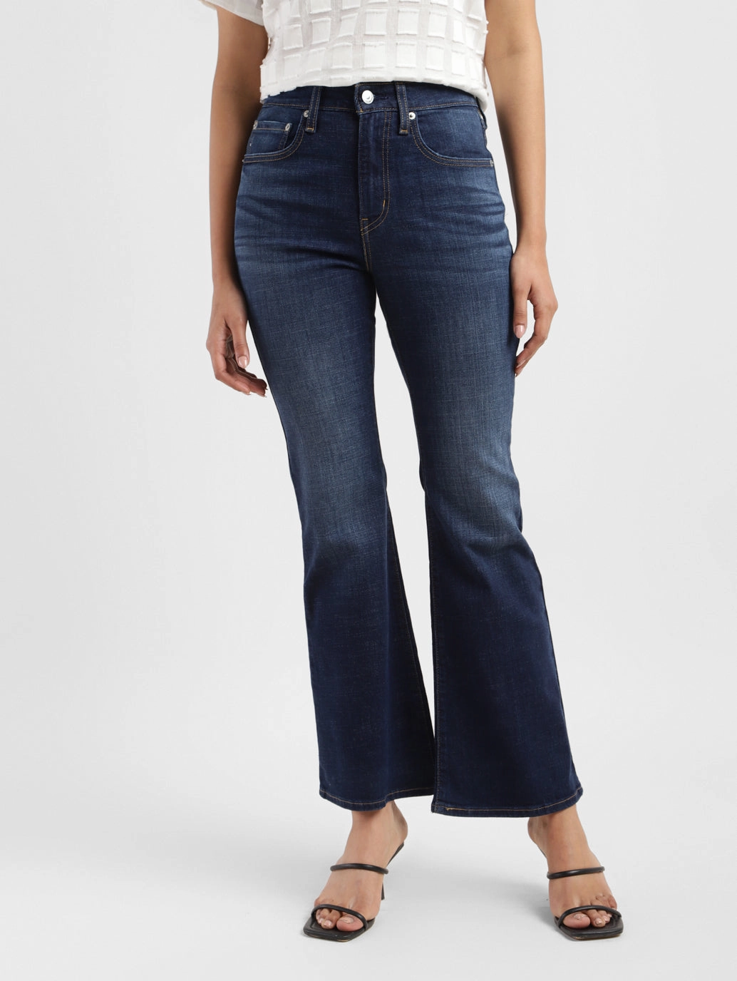 Women's 726 Blue Flared Fit Mid Rise Jeans Ready Choice