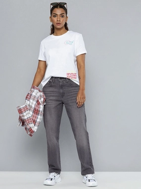 Women's 724 Black Straight Fit High Rise Jeans Gym Ready Slim Teen Outfit Shopping Day Vibrant