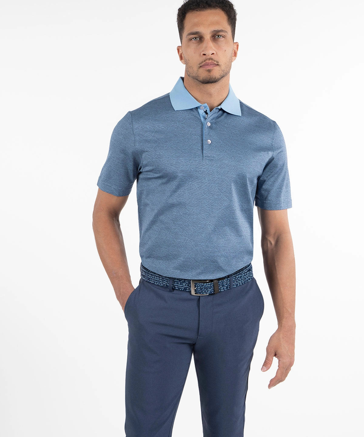 Signature Paisley Floral Jaquard Mercerized Cotton Polo Durable Buttonholes Smooth Flatlock Seams