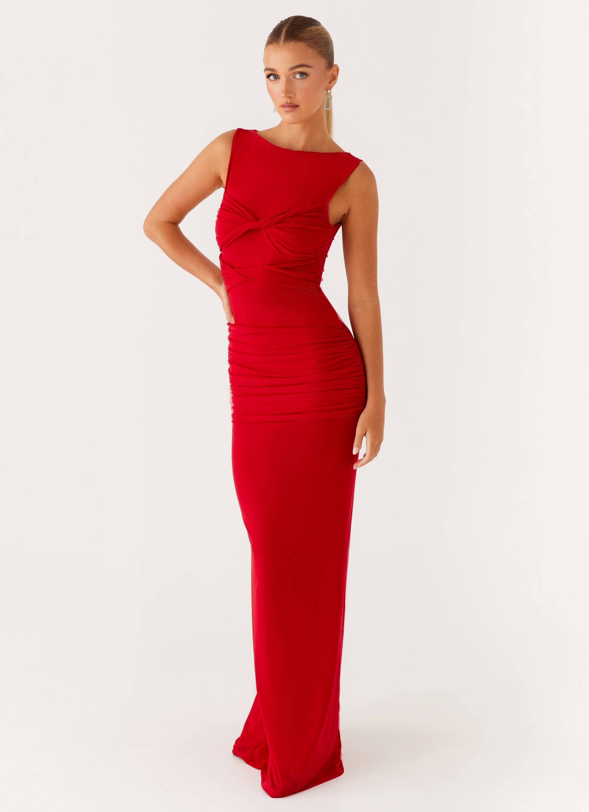 Missy Maxi Dress - Red Adjustable-Length Flowy casual dress