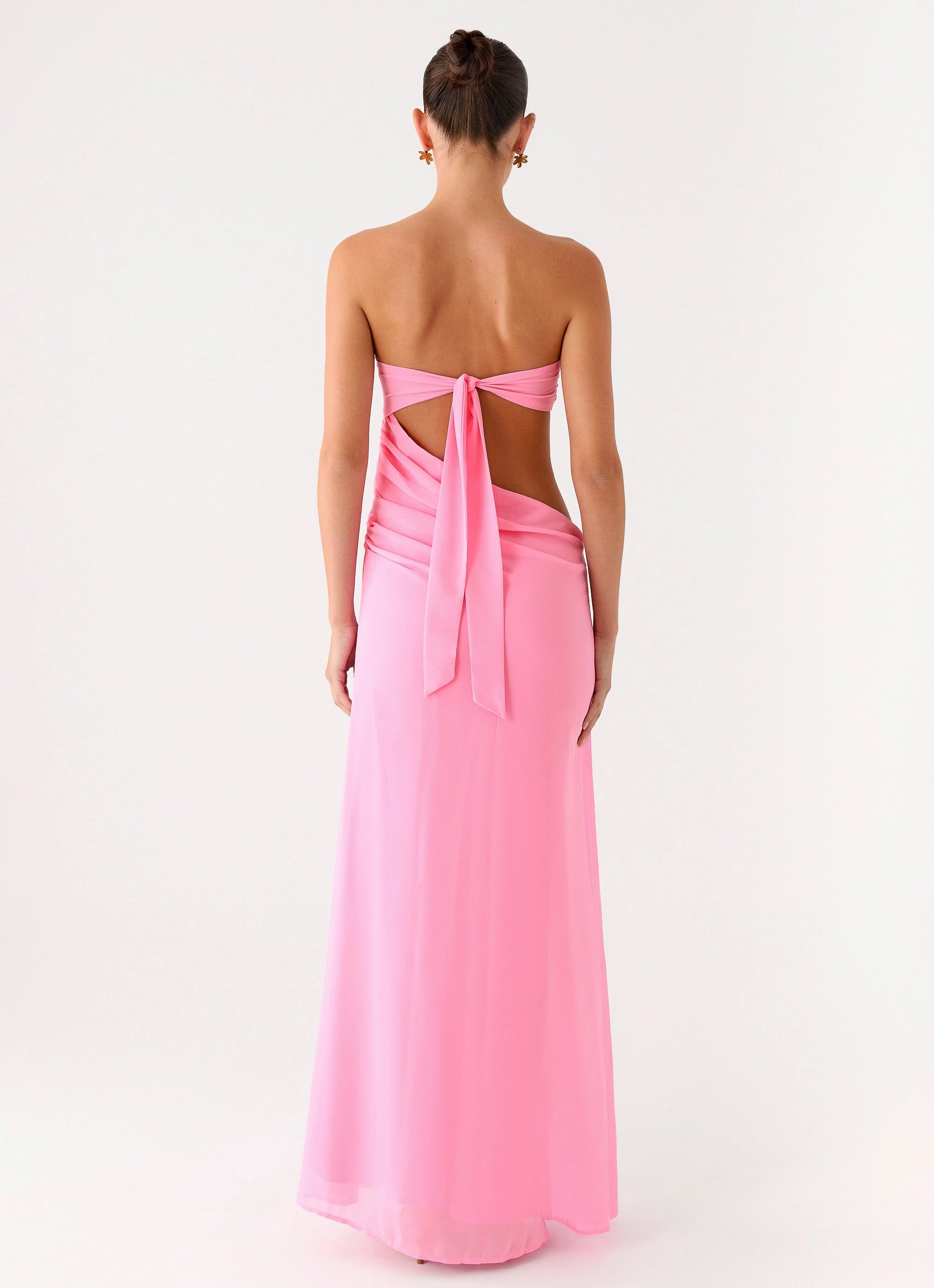 Air Touch Falling Forever Strapless Beaded Maxi Dress - Pink