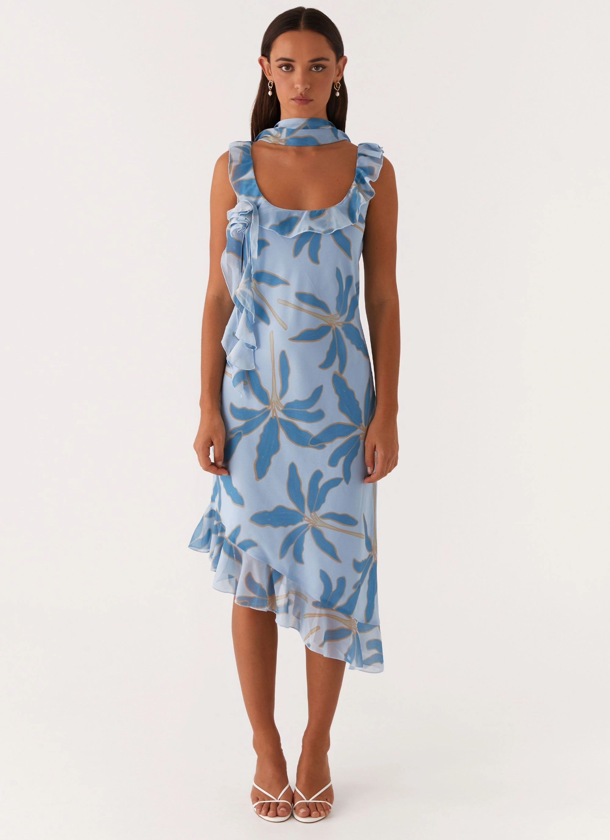 Daily Ready Peach Tone Fariday Midi Dress - Opulent Blue
