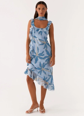 Sunset Hour Fariday Midi Dress - Opulent Blue