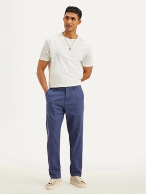 Men's Indigo Authentic Straight Fit Linen Chino Pants Static free