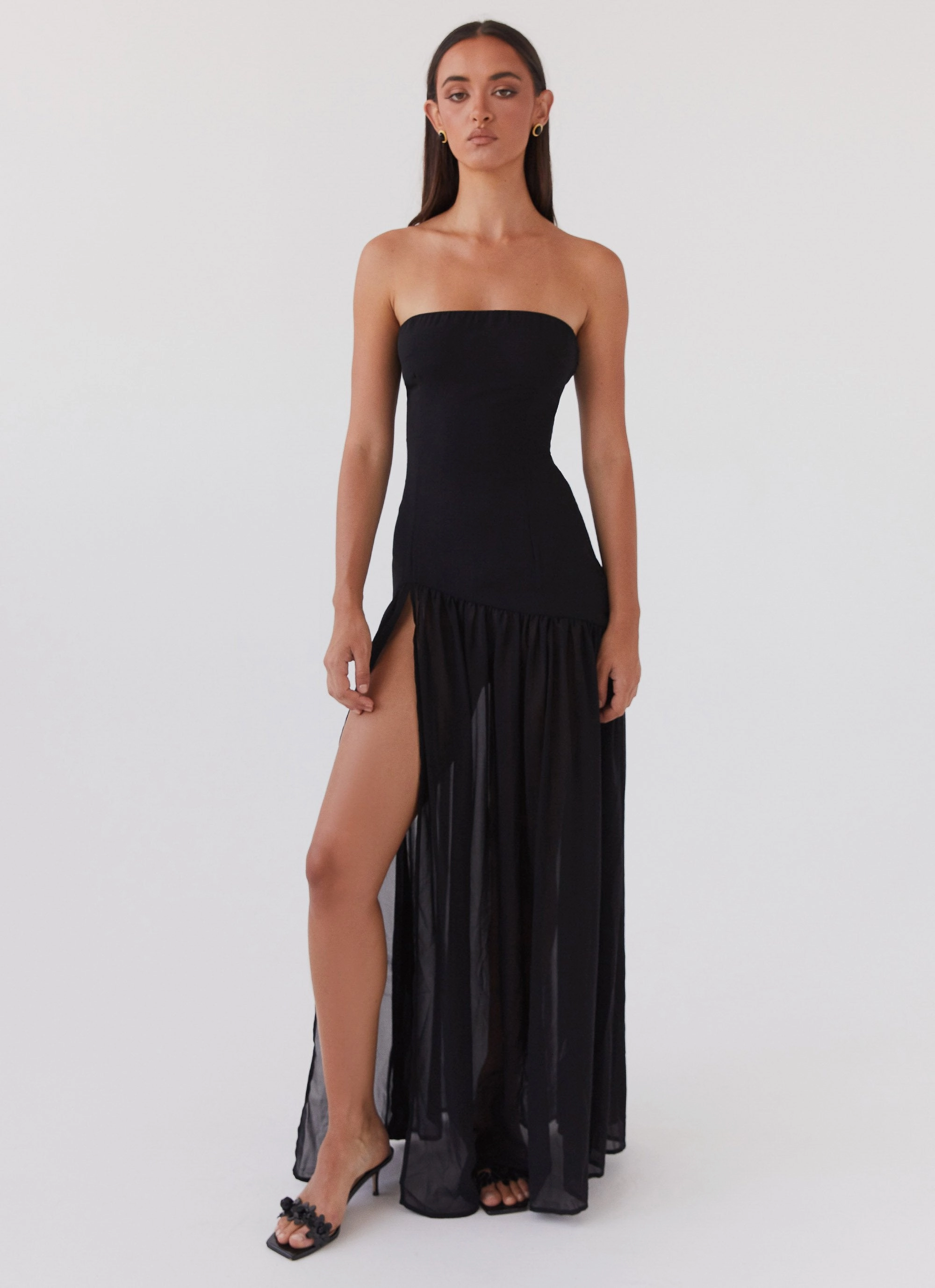 Eden Strapless Maxi Dress - Black Gentle Look