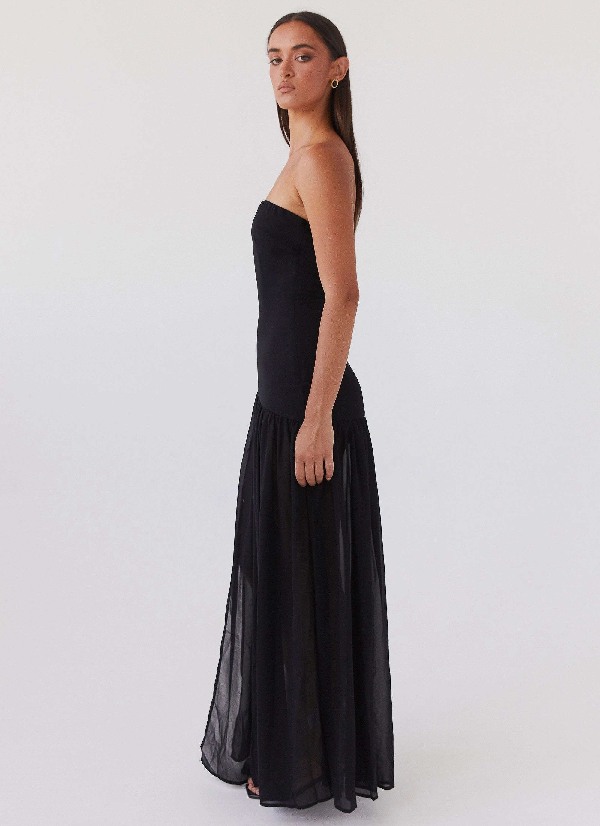 Eden Strapless Maxi Dress - Black Removable-Straps Office Cool