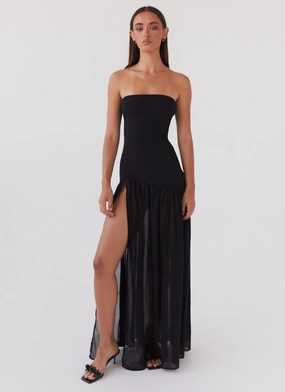 Eden Strapless Maxi Dress - Black Gentle Look