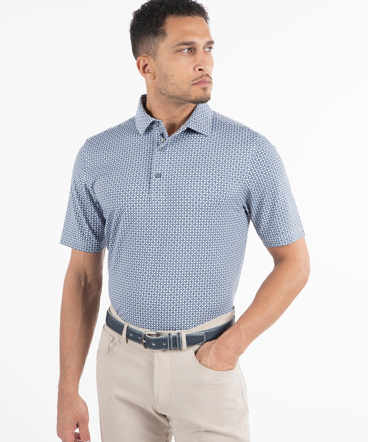 Fashionable Choice Performance Clover Gingham Print Short-Sleeve Polo