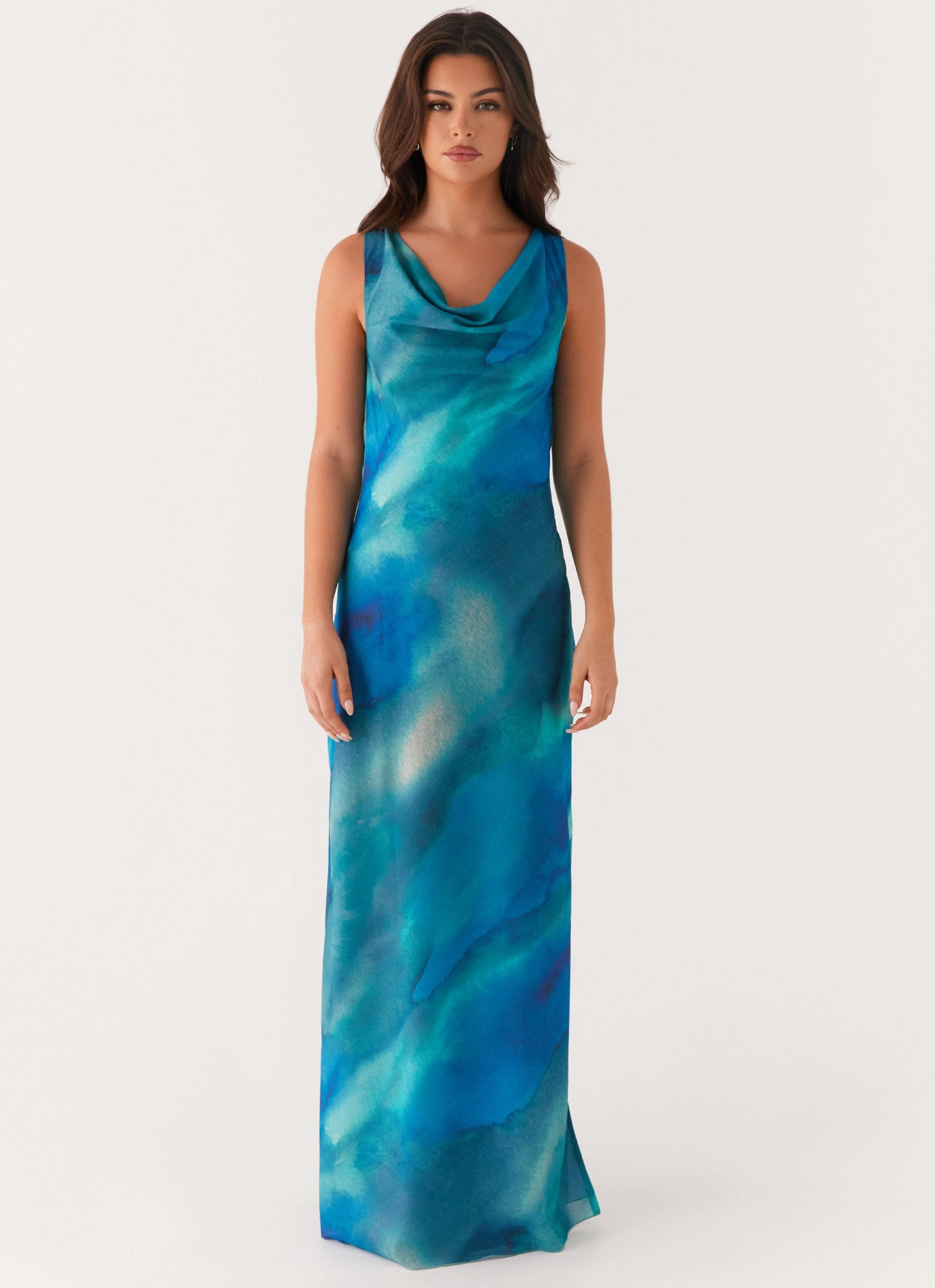 Elegant Fit Carelle Maxi Dress - Blue Tie Dye