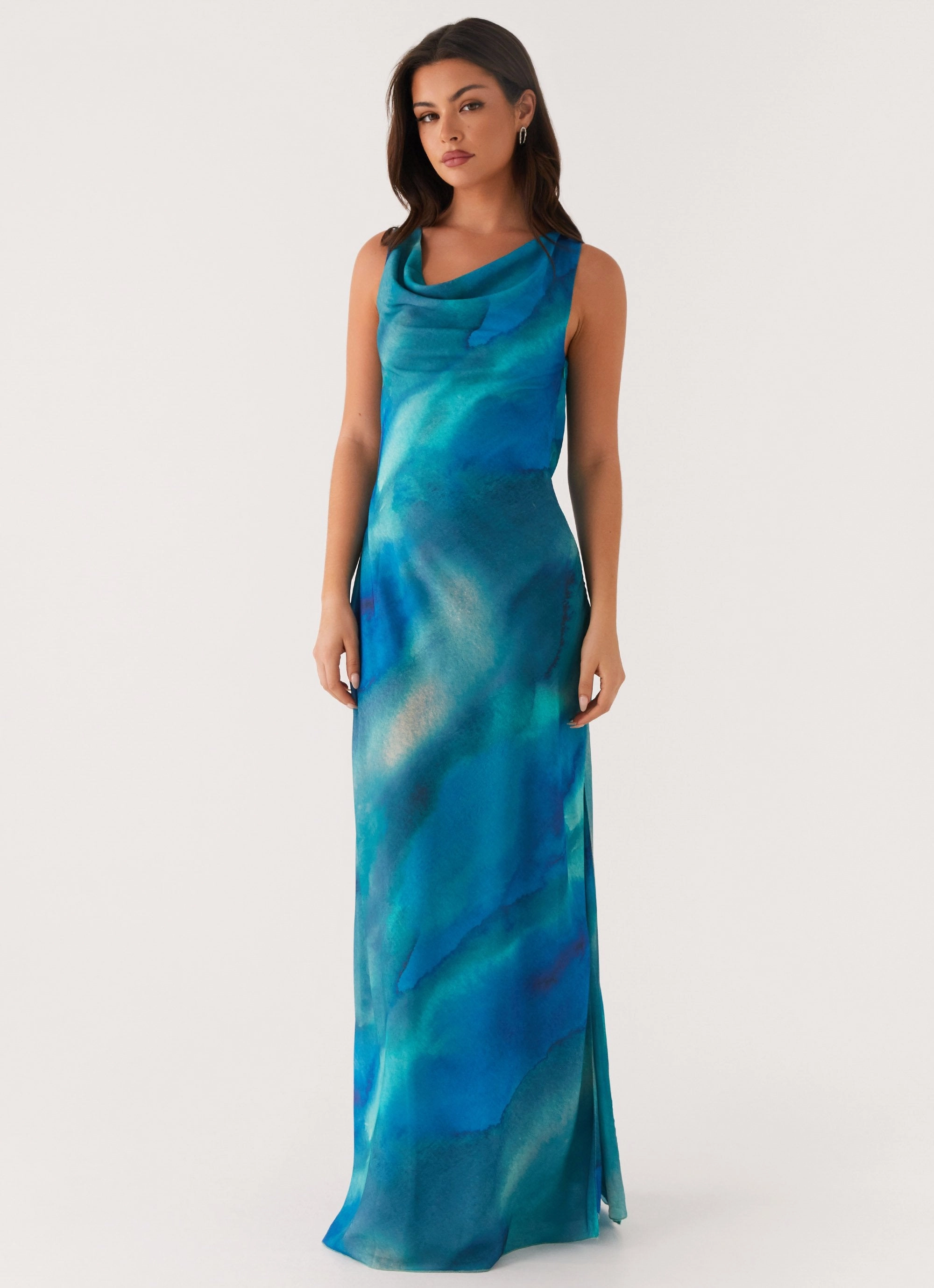 Belted-Style Family Glow Carelle Maxi Dress - Blue Tie Dye