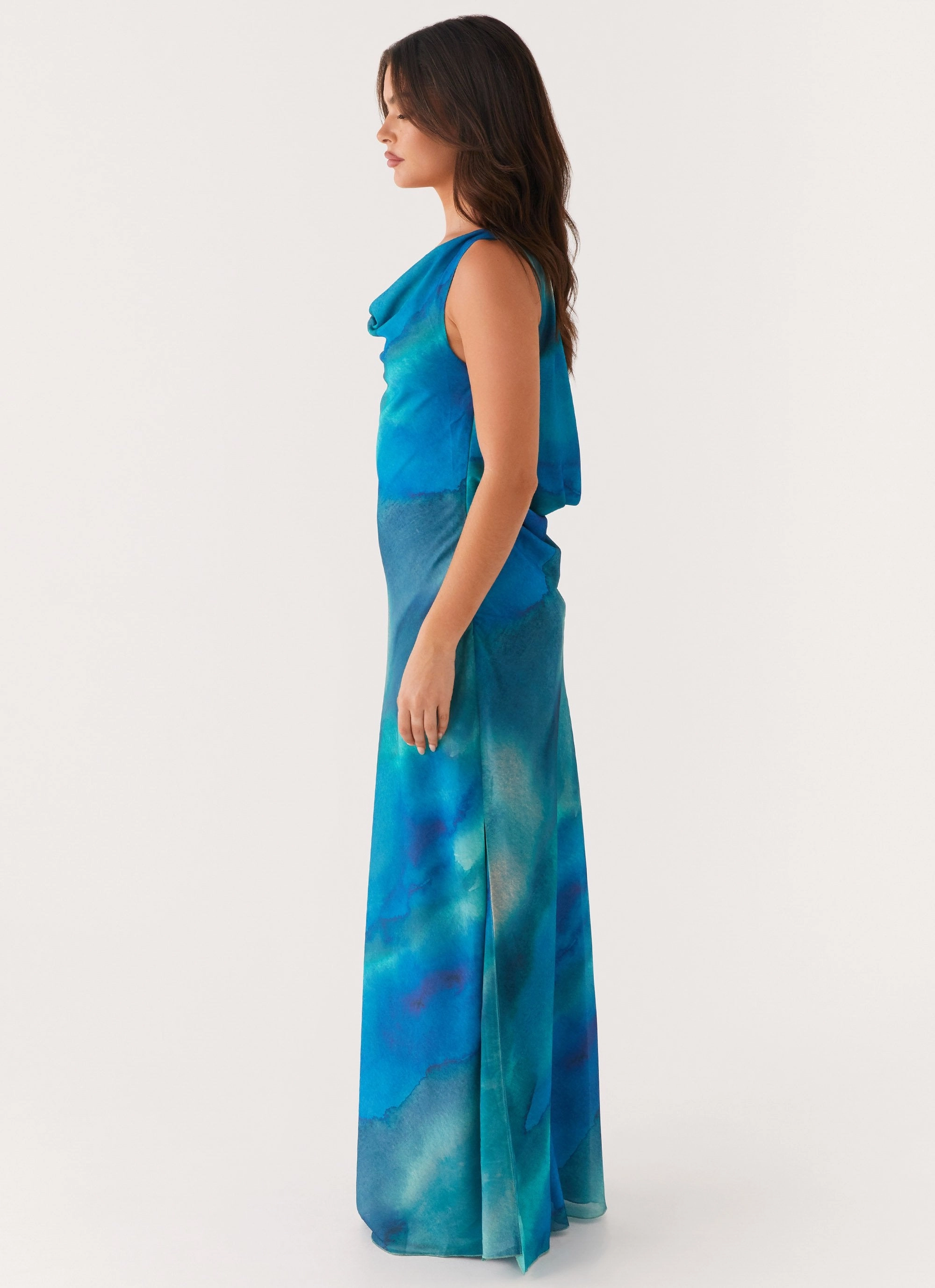 Effortless Wear Lace Soft Carelle Maxi Dress - Blue Tie Dye