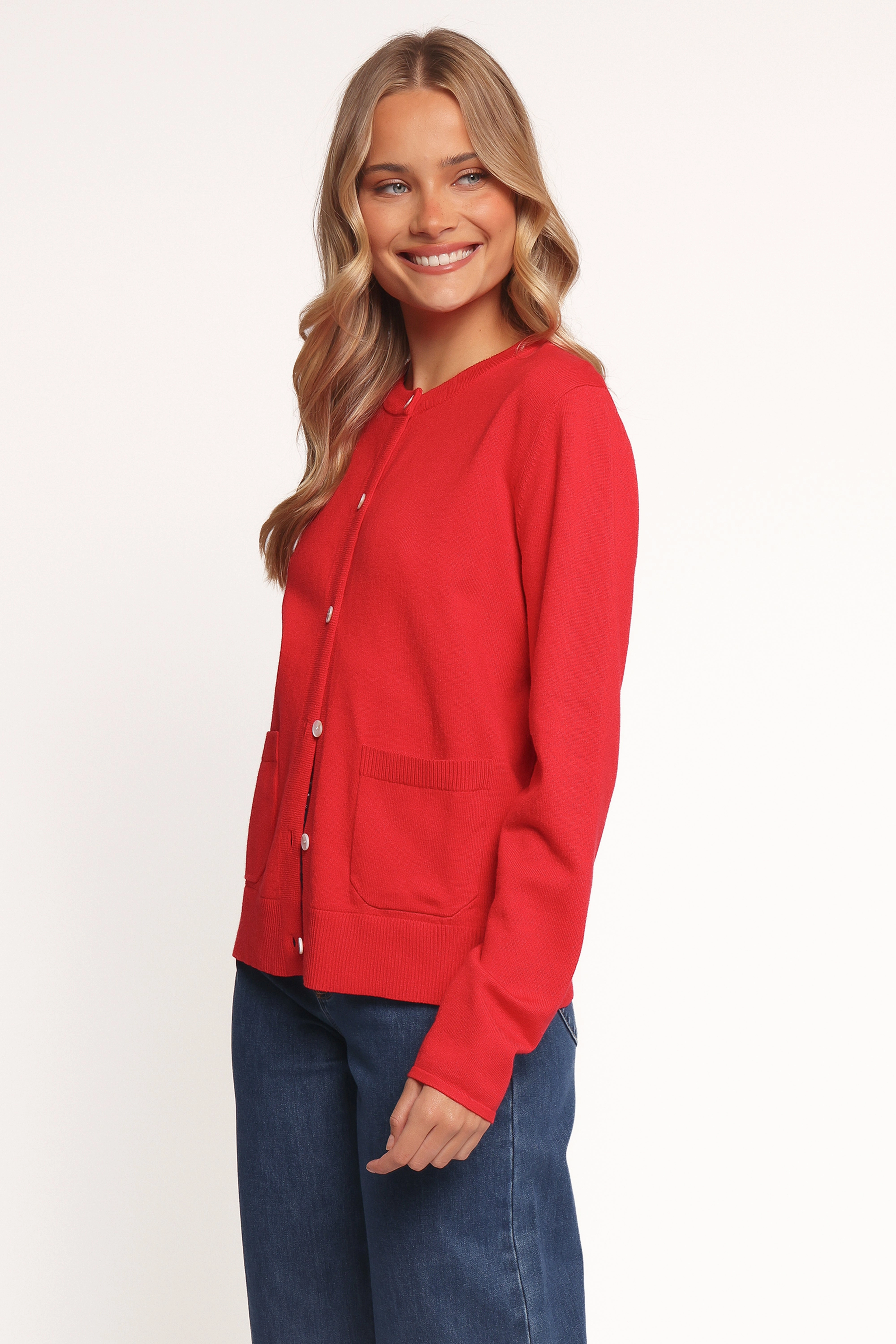 Chill Vibe Minimal Comforted Abner Cardigan - Red
