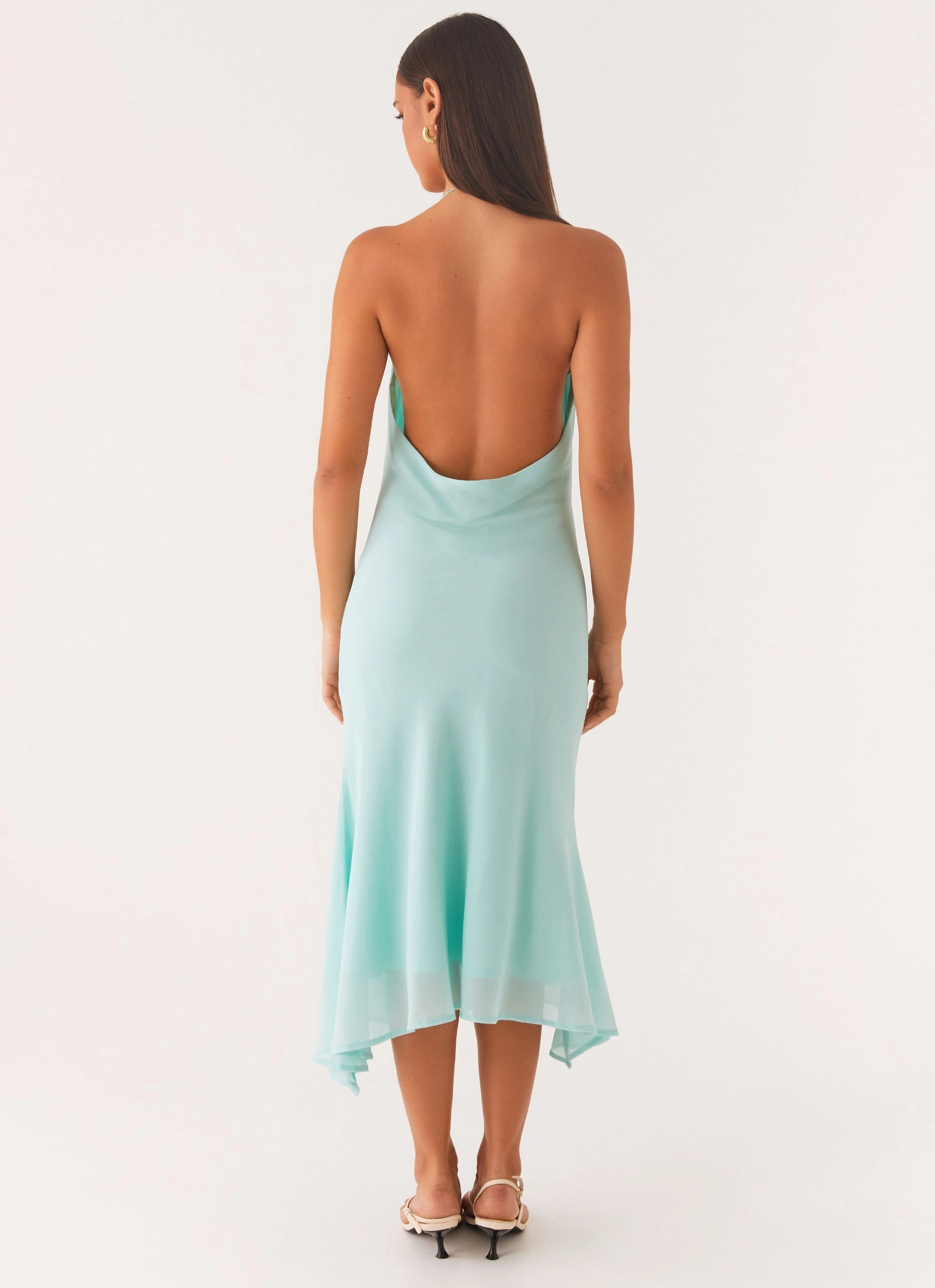 Classic Fit Flattering and Chic Deep Dive Midi Dress - Pale Blue
