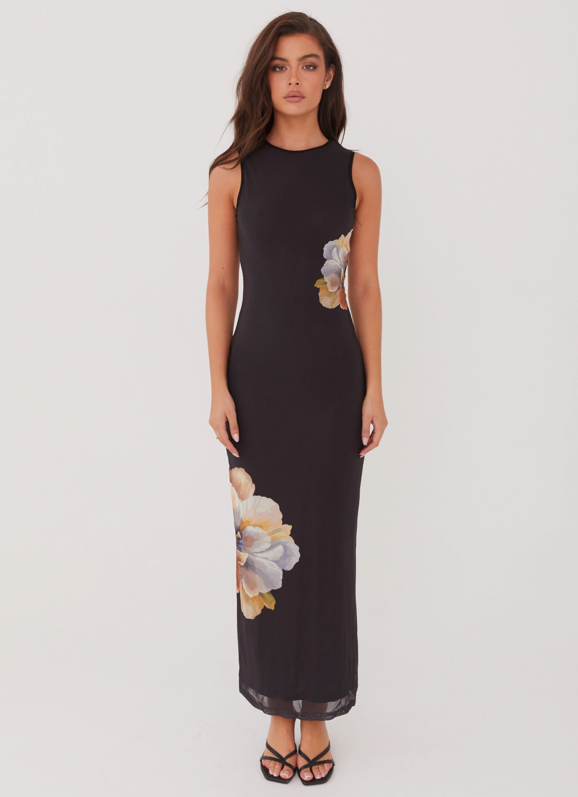 Brunch Fit Side Effects Mesh Maxi Dress - Black Orchid