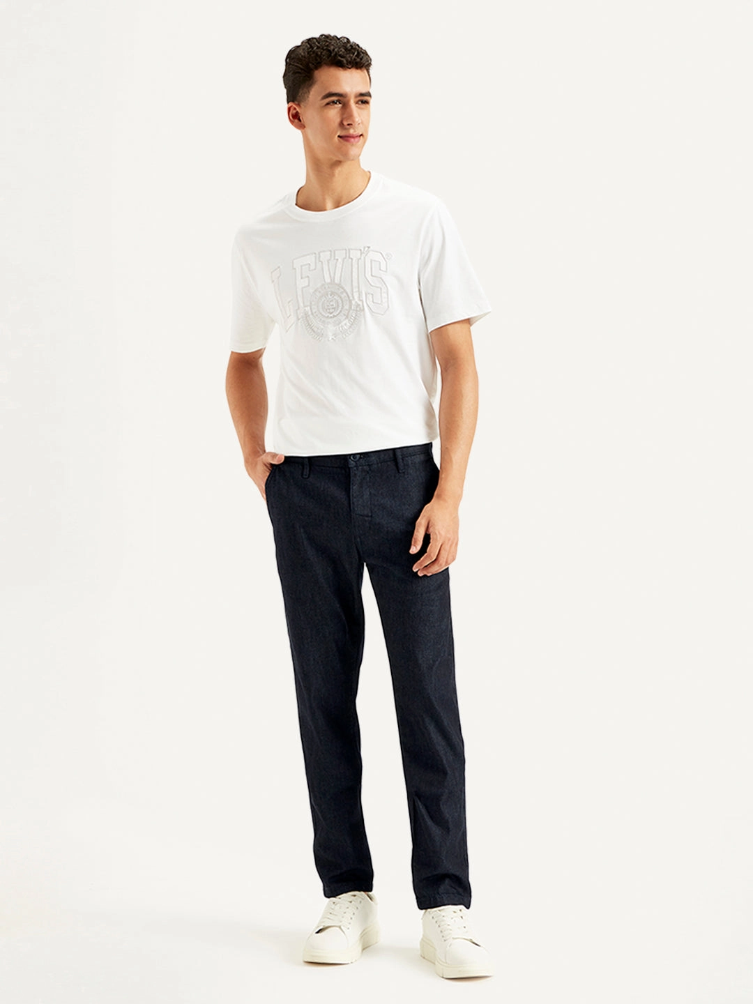 Men's Blue Tapered Chinos ReinforcedHemline High Density Weave