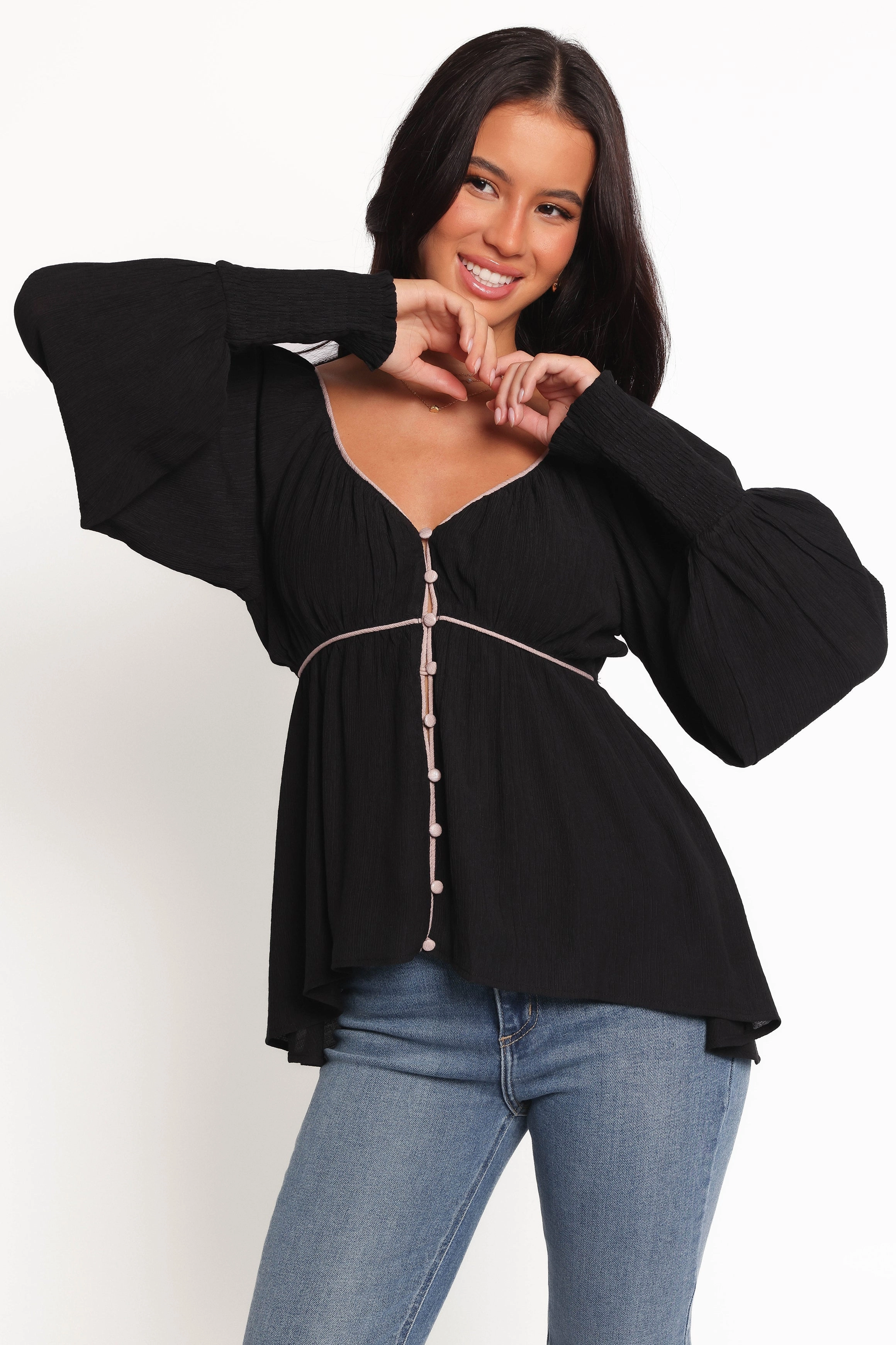 Pannia Top - Black Fashionable Pick Hooded Option