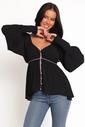 Pannia Top - Black Fashionable Pick Hooded Option