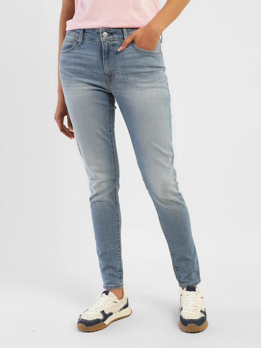 Women's 711 Blue Skinny Fit Mid Rise Jeans Casual Cool Versatile Wear