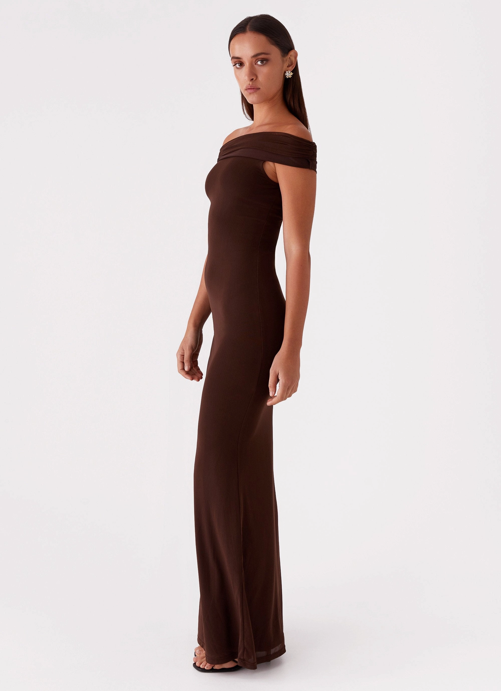 Marilyn Maxi Dress - Chocolate Refined Feel Sleek Design