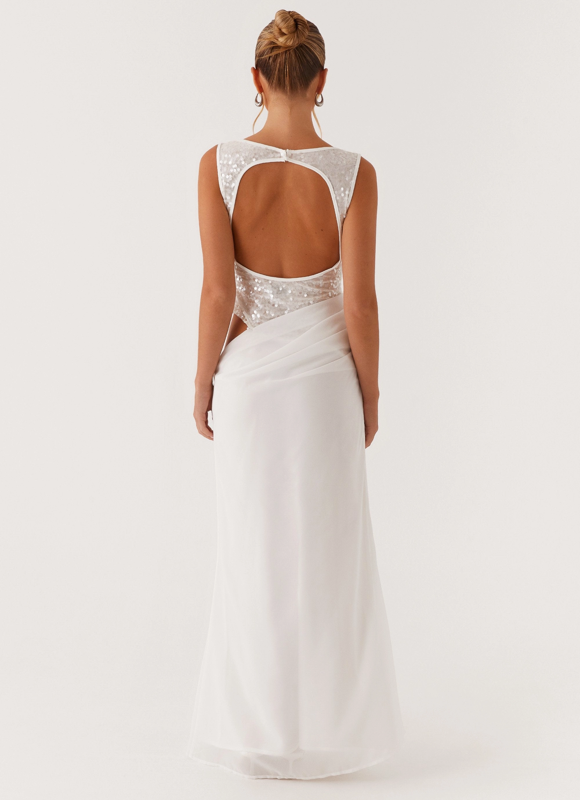 Chic Waist Chic Tone Above Ground Sequin Maxi Dress - White