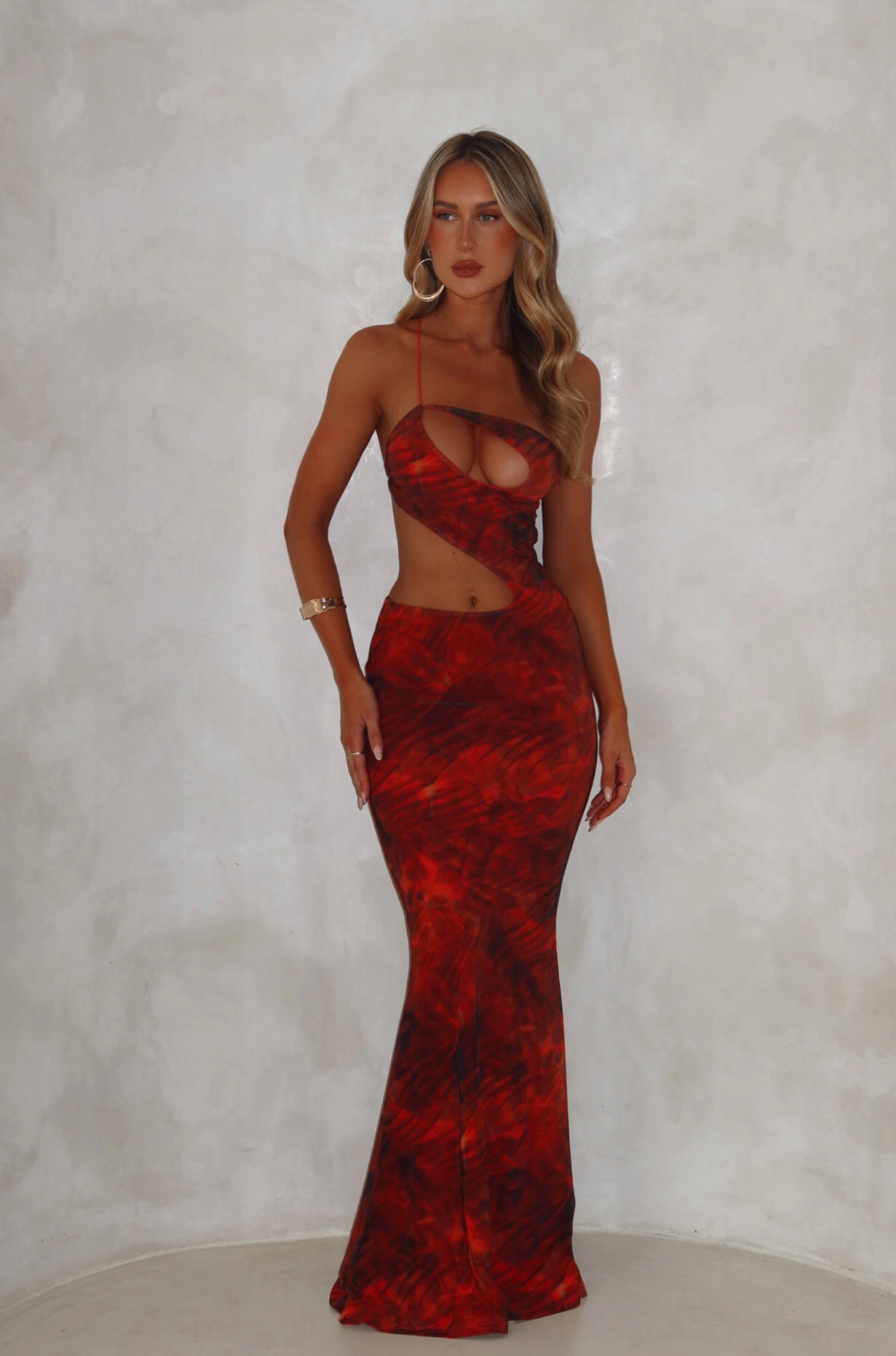 Night Style Cool Motion FERN MAXI DRESS ORANGE