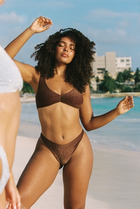 Underwire-Support Ultrasonically Welded Seams Fiji Bottom - Copper Shimmer Lurex