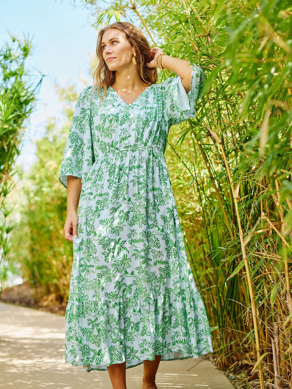 Romantic-Style Chilly Day Layers FINAL SALE - Melissa Dress | Island Oasis Green