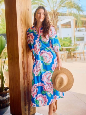 FINAL SALE - Riley Dress | Petal Tango Blue Autumn Look Comfort Stretch