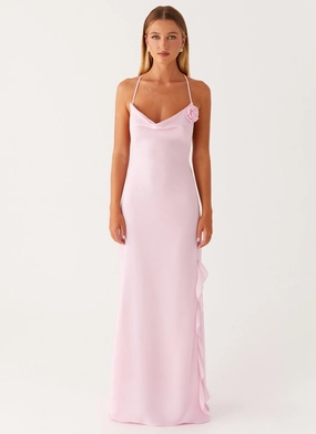 First Class Maxi Dress - Pink Trendy Everyday Romantic date dress
