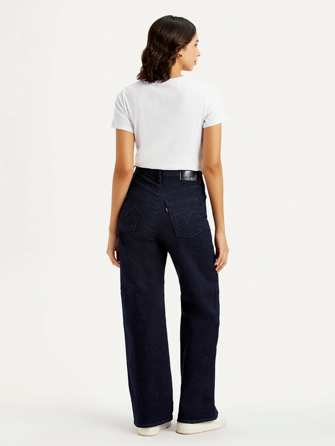 Women's Navy Blue Ribcage Bell Bottom Wide Leg Fit High Rise Jeans Built For Life