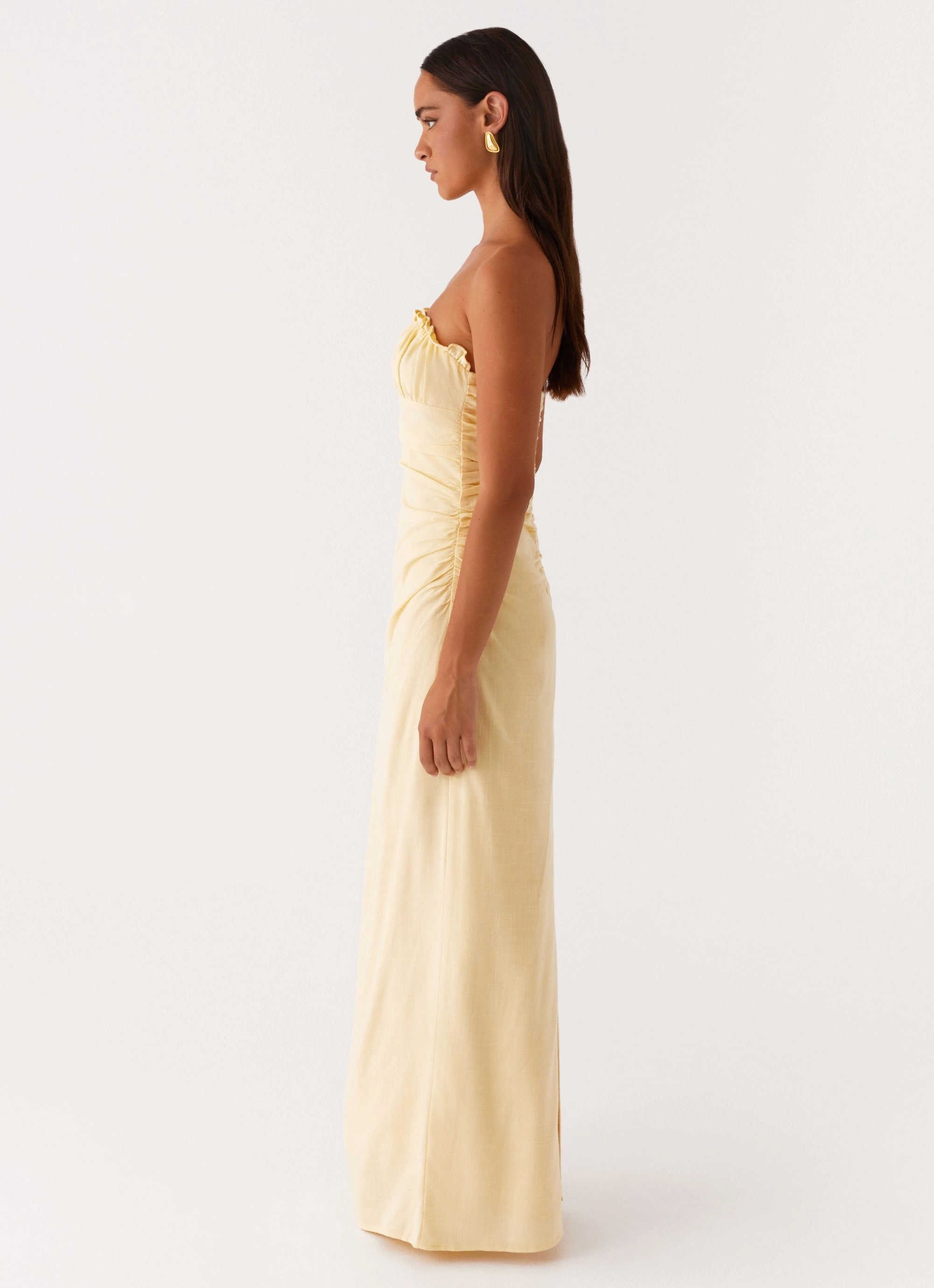 velvet feel Xena Gathered Maxi Dress - Yellow