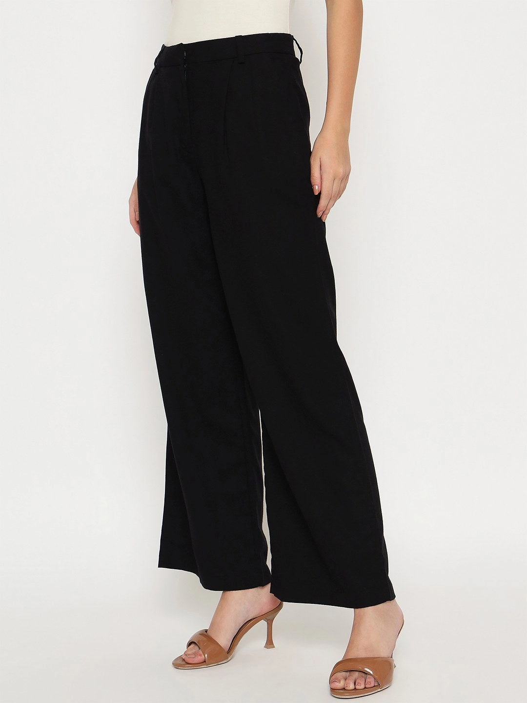 Weather Ready Madame Cotton Blend Black Wide Leg Trousers