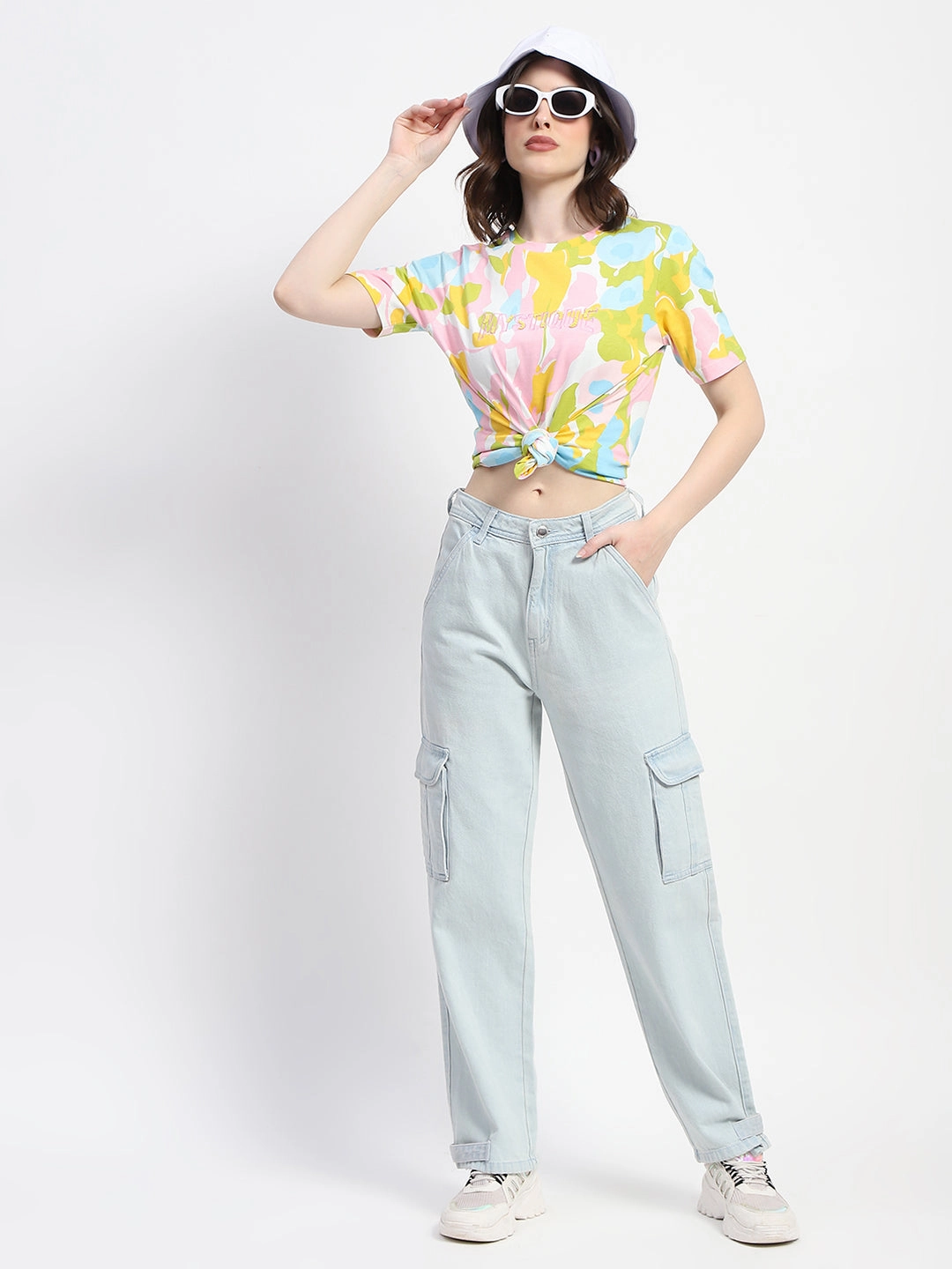 Madame Cargo Ice Blue Light Wash Denim Youth Style Weekend Style Rainy Day Cool Silhouette