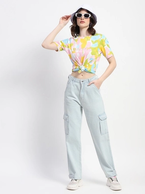 Madame Cargo Ice Blue Light Wash Denim Youth Style Weekend Style Rainy Day Cool Silhouette