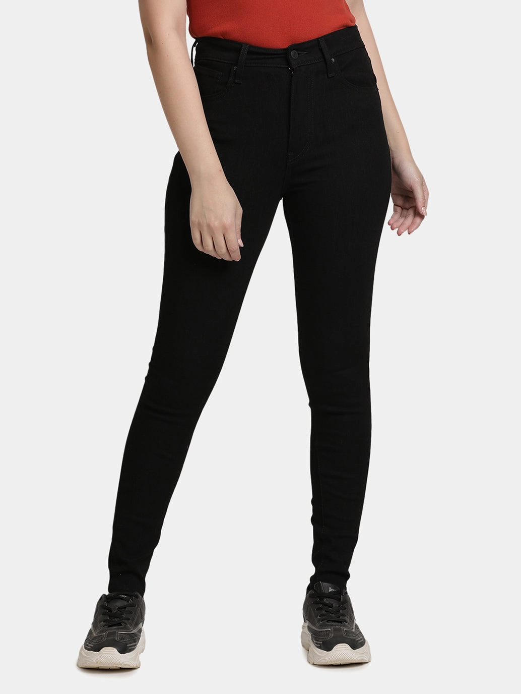 Women's Black Mile High Wide Leg Fit High Rise Jeans Active Outfit